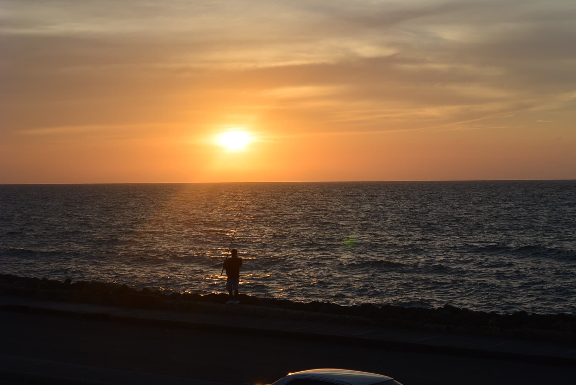 Sonnenuntergang auf der Mauer